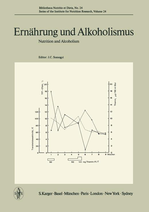 Book cover for Ernährung und Alkoholismus: Vorträge des Symposiums in Zürich, Oktober 1974, veranstaltet vom Institut für Ernährungsforschung der Stiftung «Im Grüene»