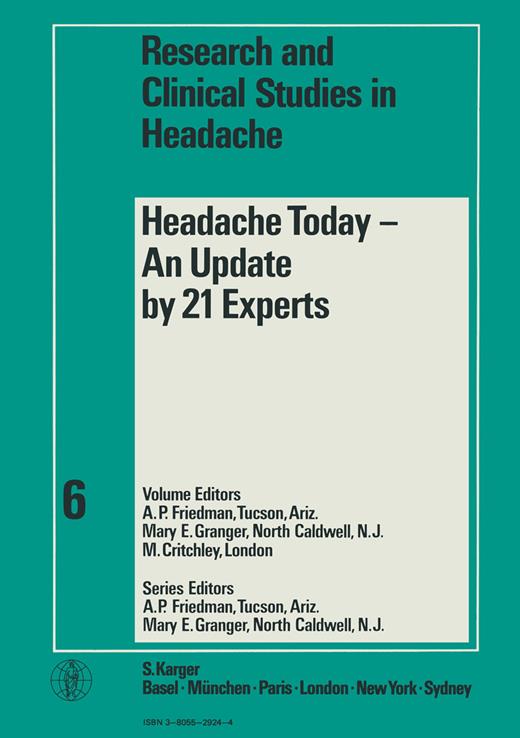Book cover for Headache Today - An Update by 21 Experts: Symposium on Headache of the World Federation of Neurology Committee on Headache and Migraine, Amsterdam, September 1977: Proceedings