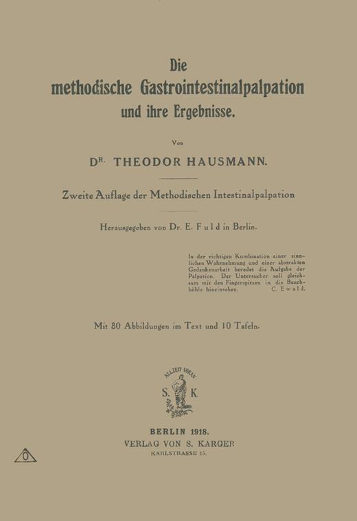 Book cover for Die methodische Gastrointestinalpalpation und ihre Ergebnisse