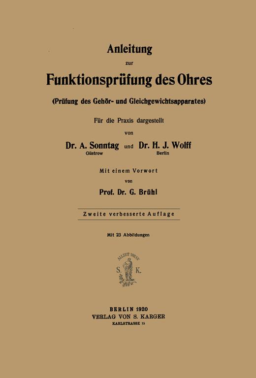 Book cover for Anleitung zur Funktionsprüfung des Ohres: (Prüfung des Gehör- und Gleichgewichtsapparates)Für die Praxis dargestellt Mit einem Vorwort von Prof. Brühl