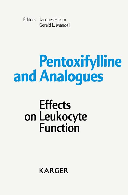 Book cover for Pentoxifylline and Analogues: Effects on Leukocyte Function: Workshop, Saint Paul-de-Vence, November 1989: Proceedings