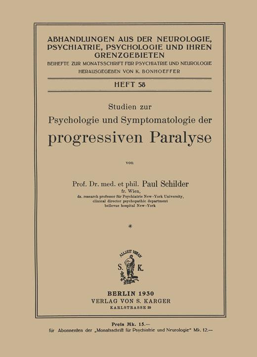 Book cover for Studien zur Psychologie und Symptomatologie der progressiven Paralyse