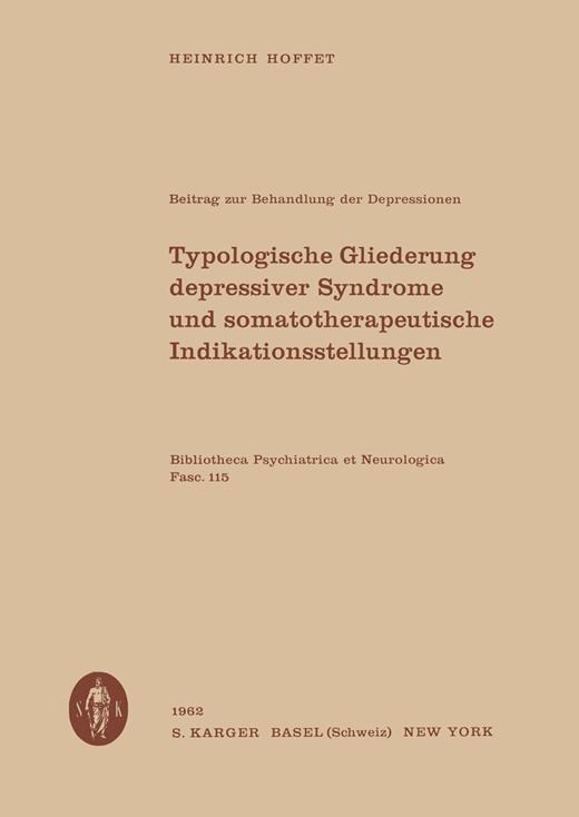 Book cover for Beitrag zur Behandlung der Depressionen: Typologische Gliederung depressiver Syndrome und somatotherapeutische Indikationsstellungen