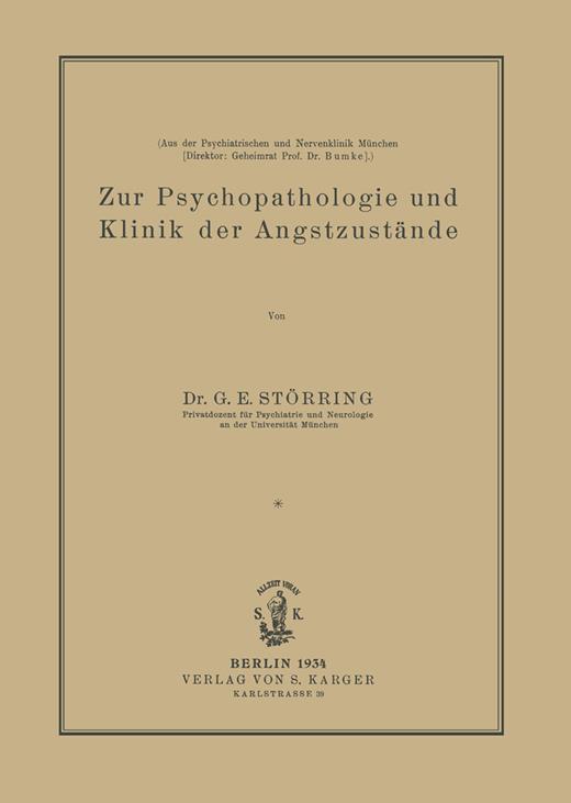 Book cover for Zur Psychopathologie und Klinik der Angstzustände