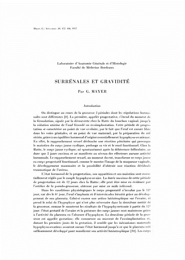 First page of SURRÉNALES ET GRAVIDITÉ