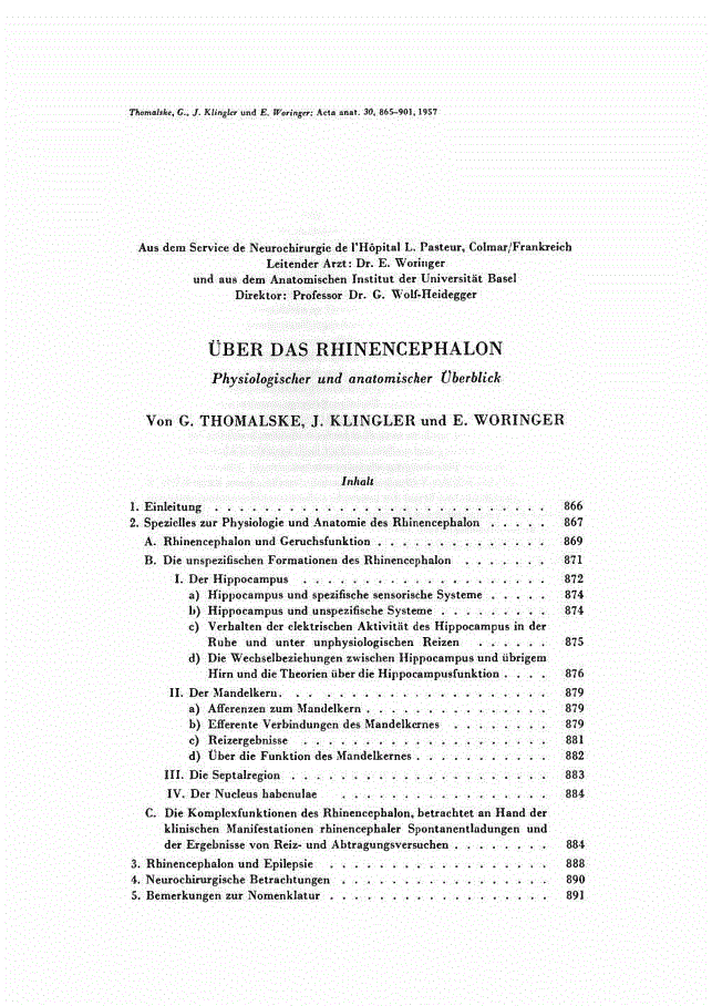 First page of ÜBER DAS RHINENCEPHALON<subtitle>Physiologischer und anatomischer Überblick</subtitle>