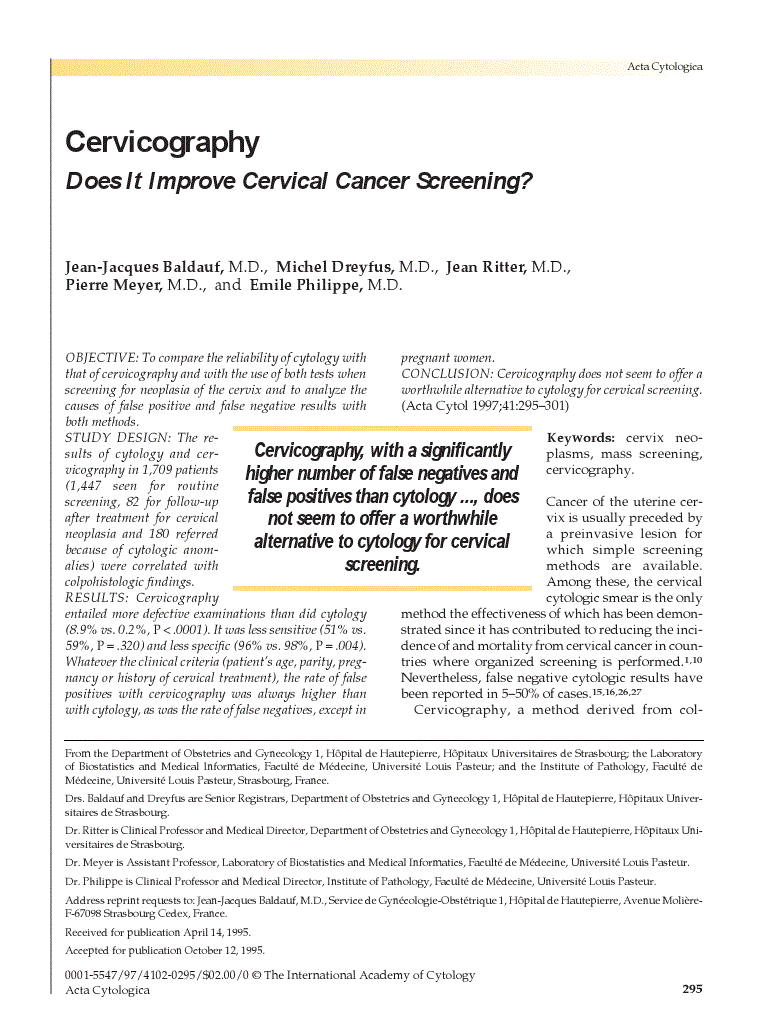 First page of Cervicography<subtitle>Does It Improve Cervical Cancer Screening?</subtitle>