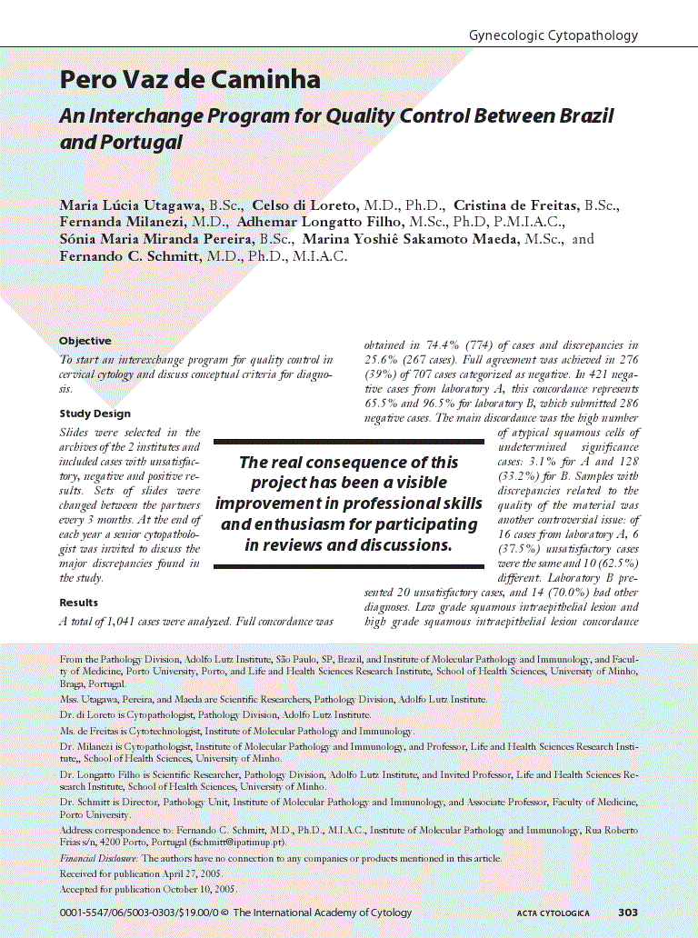 First page of Pero Vaz de Caminha<subtitle>An Interchange Program for Quality Control Between Brazil and Portugal</subtitle>