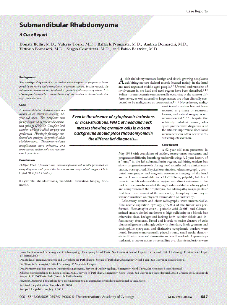 First page of Submandibular Rhabdomyoma<subtitle>A Case Report</subtitle>