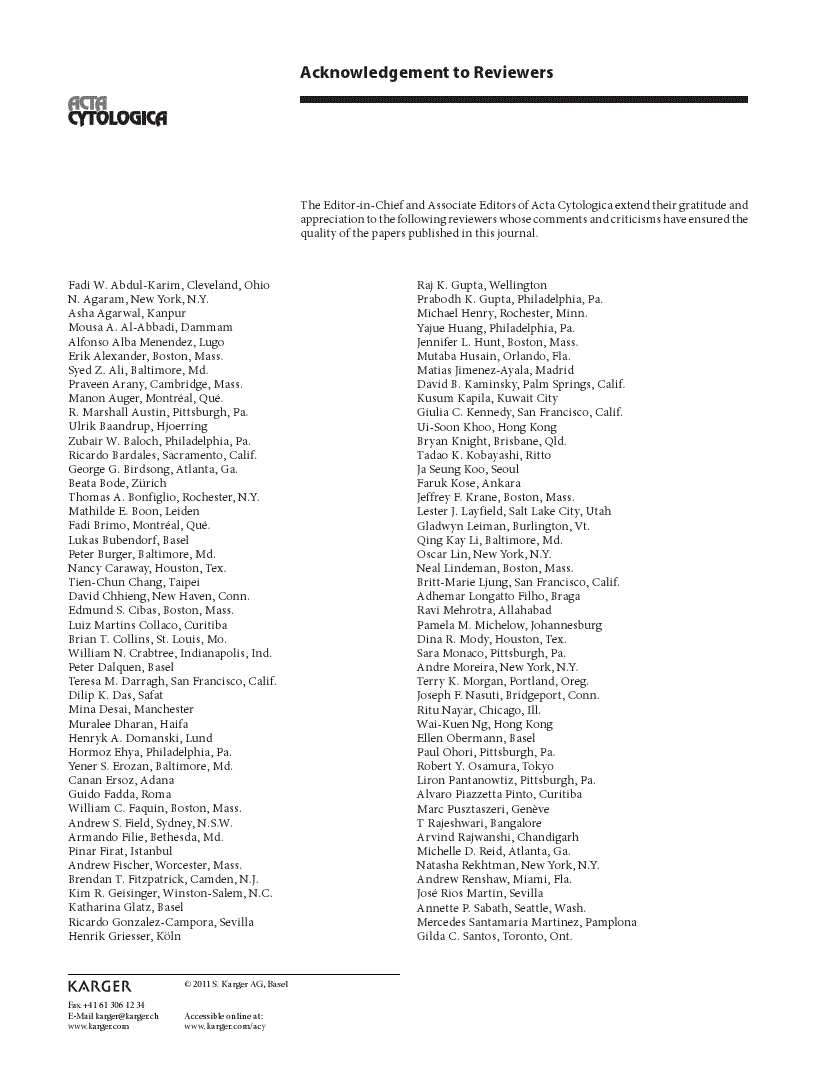 First page of Acknowledgement to Reviewers
