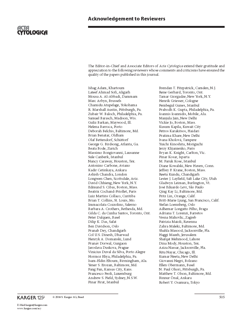 First page of Acknowledgement to Reviewers