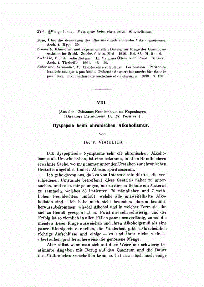 First page of Dyspepsie beim chronischen Alkoholismus