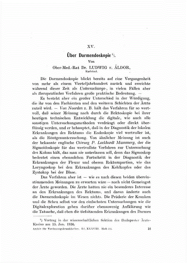 First page of Über Darmendoskopie