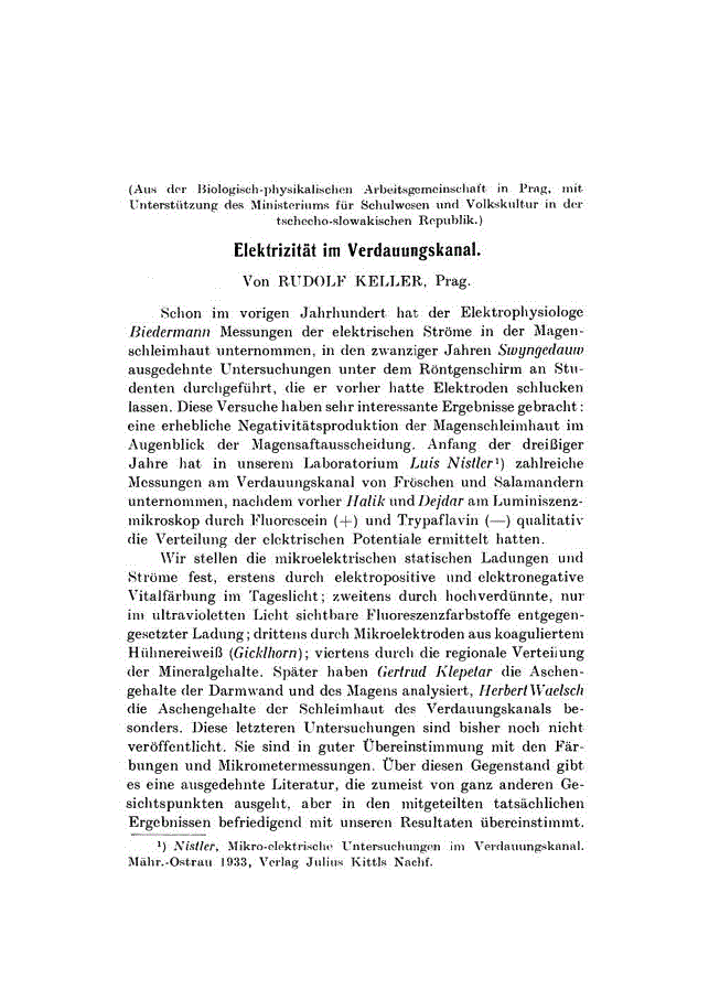 First page of Elektrizität im Verdauungskanal