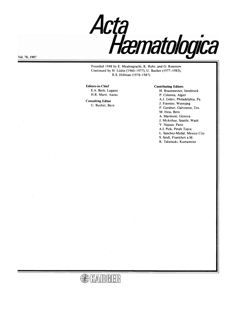 First page of Contents, Vol. 78, 1987