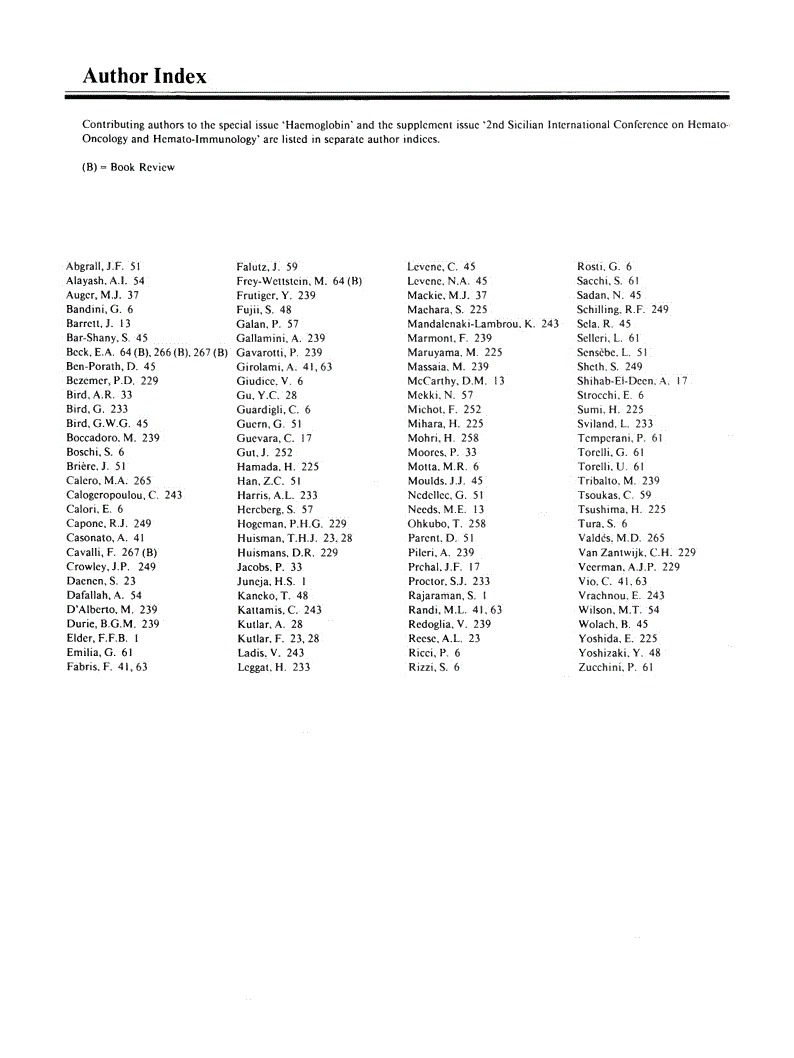 First page of Author Index, Vol. 78, 1987