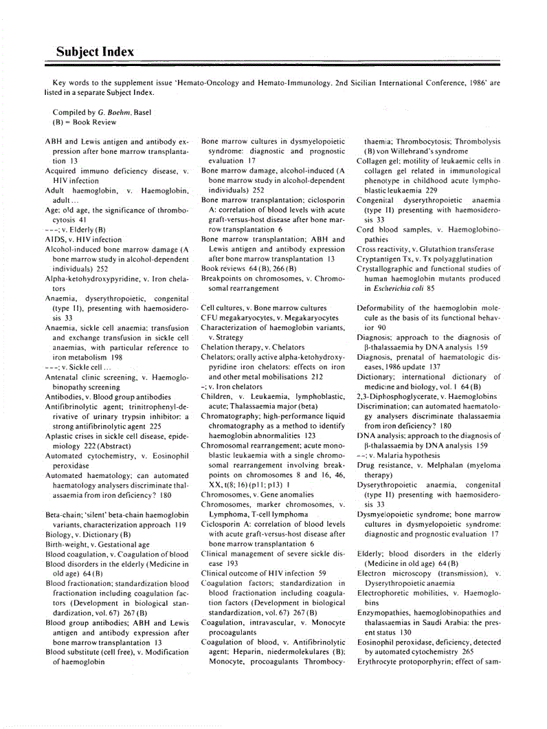 First page of Subject Index, Vol. 78, 1987