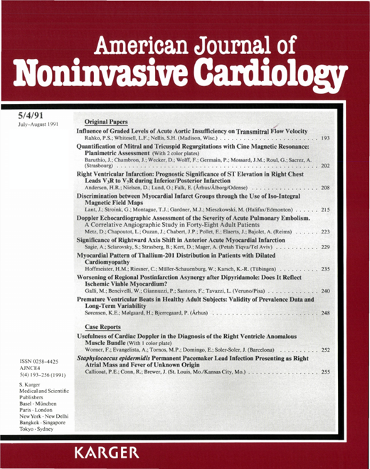 Staphylococcus epidermidis Permanent Pacemaker Lead Infection ...