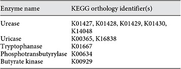 List of KEGG orthology identifiers that were used in querying the database for records of bacteria with specific genes of interest (does not include enzymes for paracresol production)