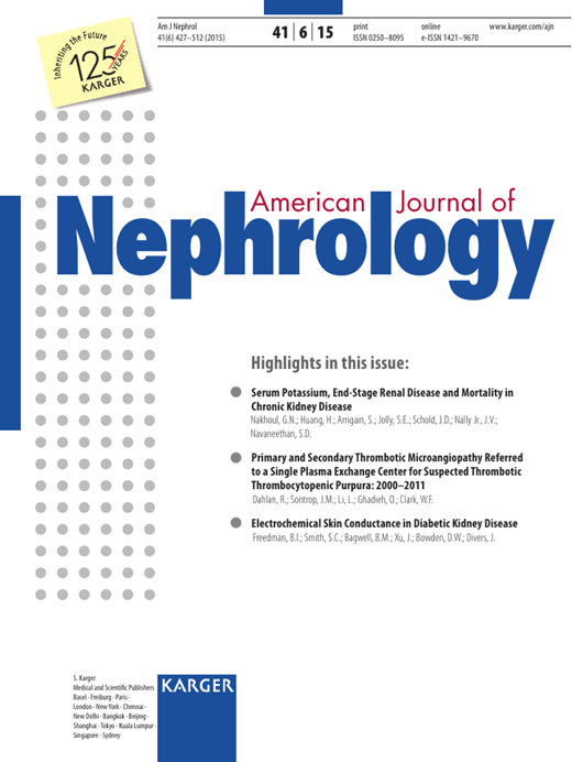 American Journal of Nephrology Cover Image for Volume 41, Issue 6