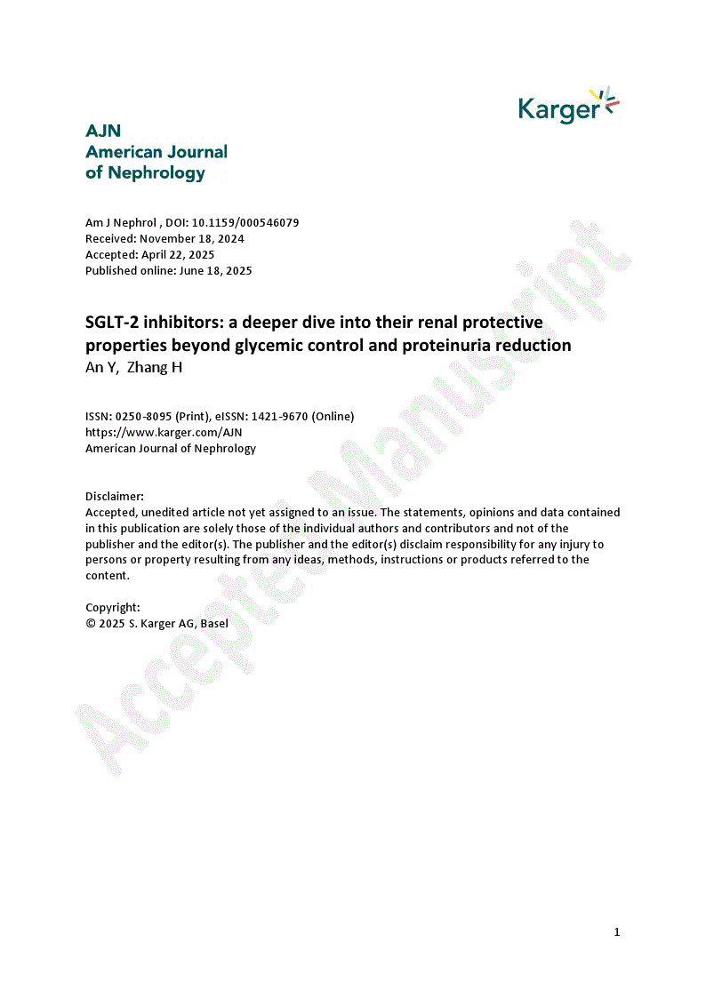First page of SGLT-2 inhibitors: a deeper dive into their renal protective properties beyond glycemic control and proteinuria reduction