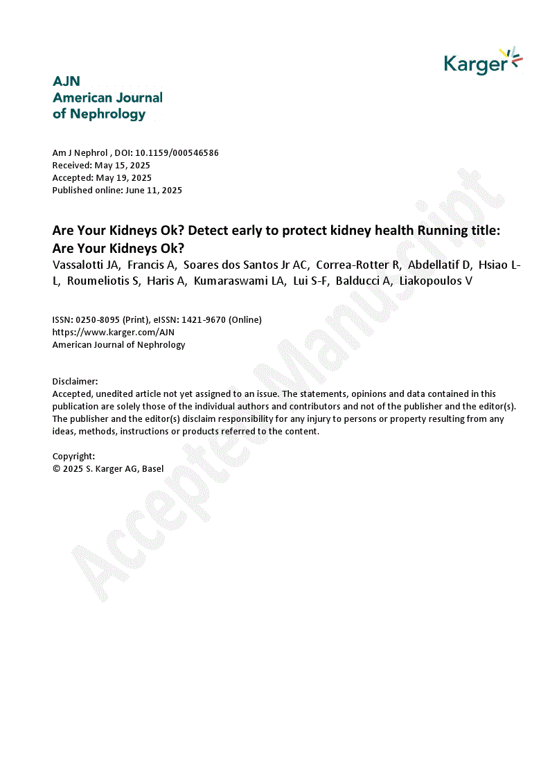 First page of Are Your Kidneys Ok? Detect early to protect kidney health Running title: Are Your Kidneys Ok?