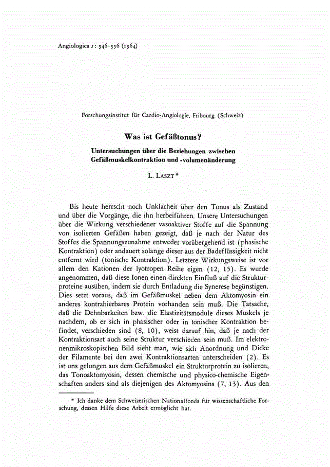 First page of Was ist Gefäßtonus?<subtitle>Untersuchungen über die Beziehungen zwischen Gefäβmuskelkontraktion und -volumenänderung</subtitle>