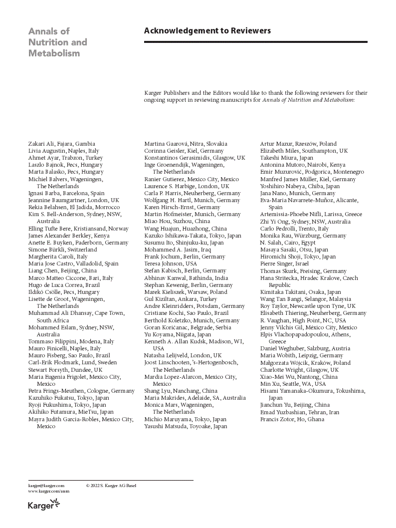 First page of Acknowledgement to Reviewers
