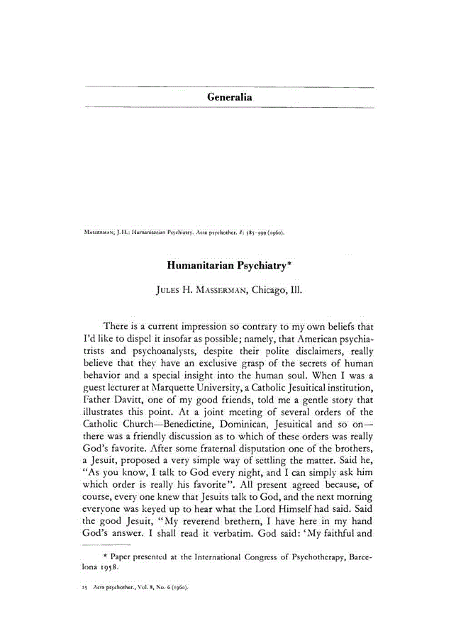 First page of Humanitarian Psychiatry