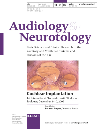 Audiology and Neurotology Cover Image for Volume 11, Issue Suppl. 1