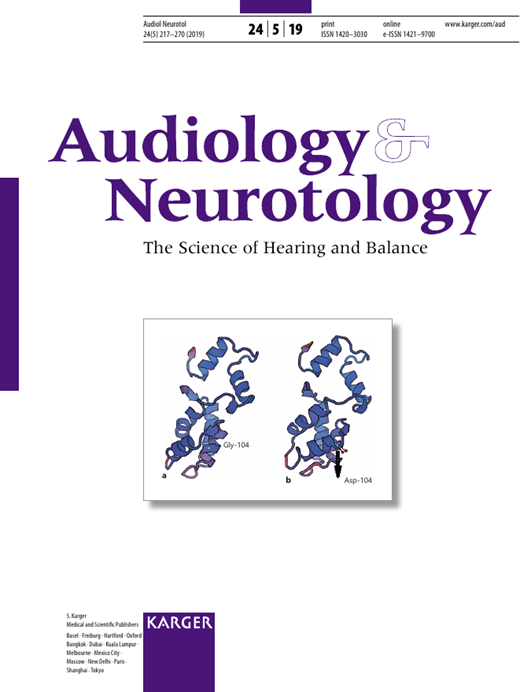Audiology and Neurotology Cover Image for Volume 24, Issue 5