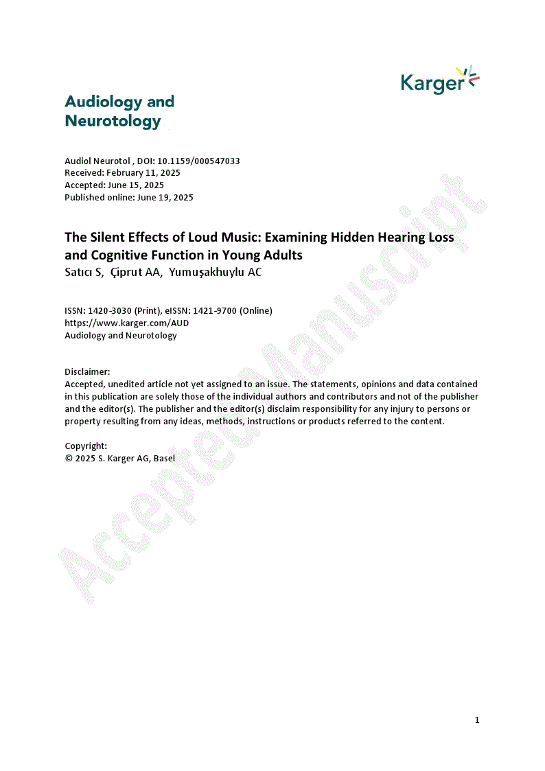 First page of The Silent Effects of Loud Music: Examining Hidden Hearing Loss and Cognitive Function in Young Adults