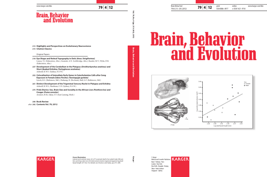 Brain Behavior and Evolution Cover Image for Volume 79, Issue 4