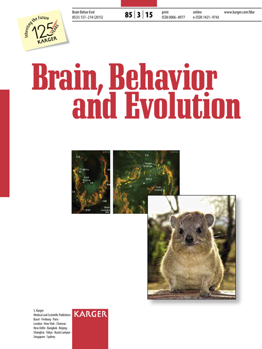 Brain Behavior and Evolution Cover Image for Volume 85, Issue 3