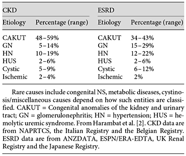 Etiology of chronic kidney disease in children