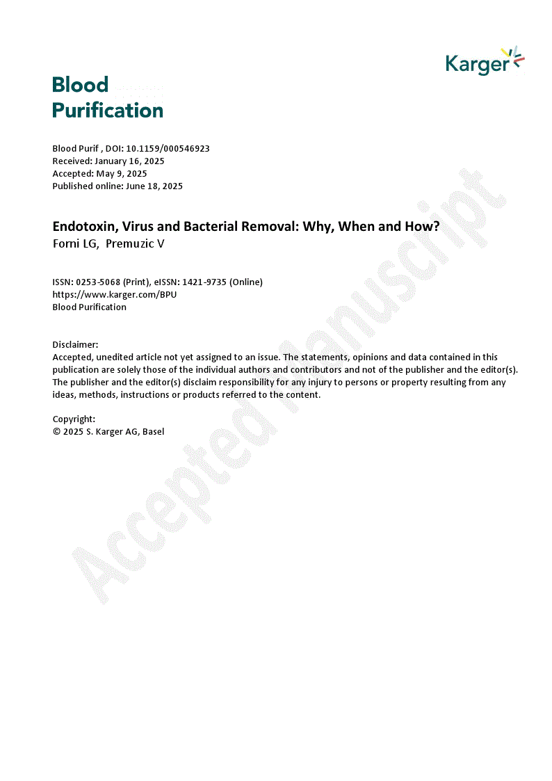 First page of Endotoxin, Virus and Bacterial Removal: Why, When and How? 