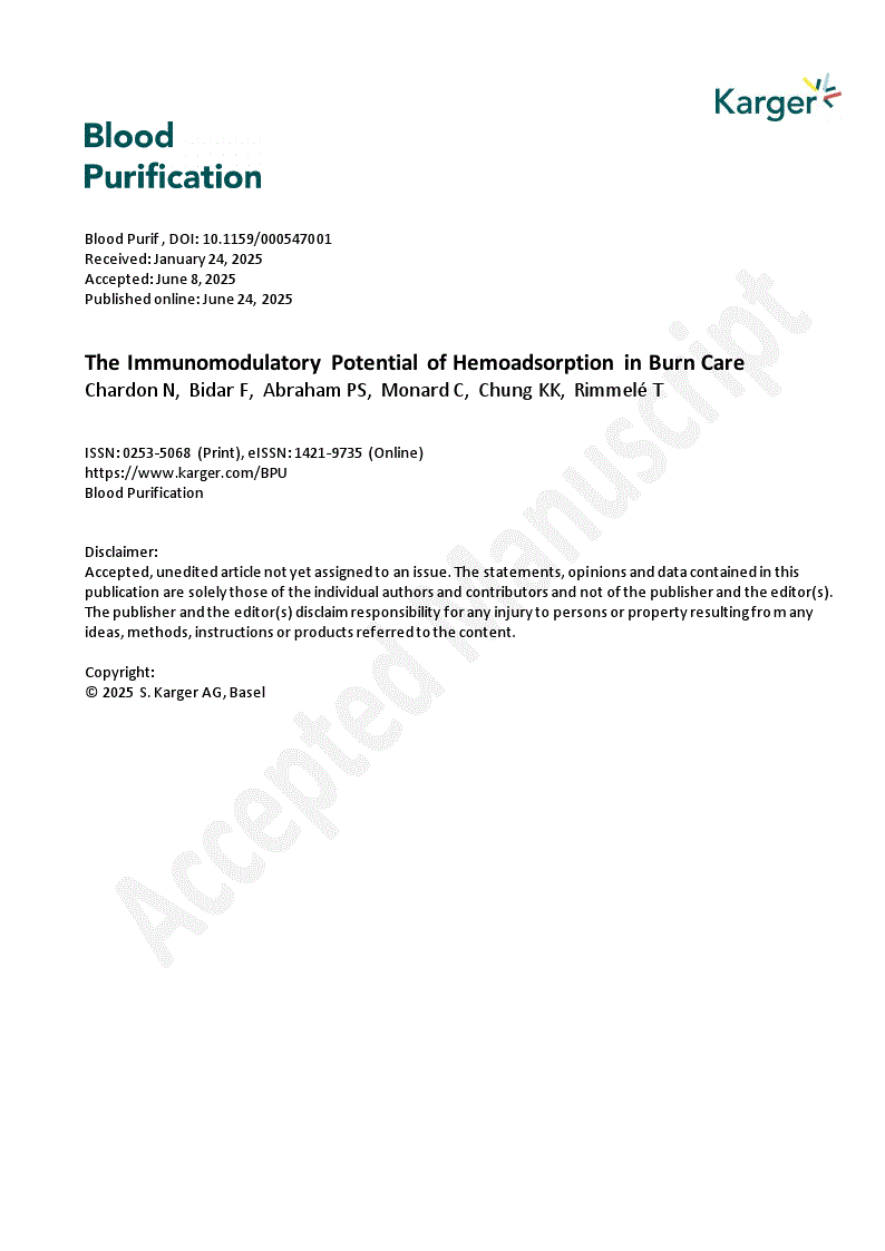 First page of The Immunomodulatory Potential of Hemoadsorption in Burn Care