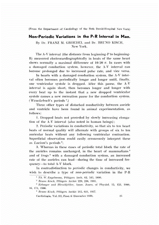 First page of Non-Periodic Variations in the P-R Interval in Man