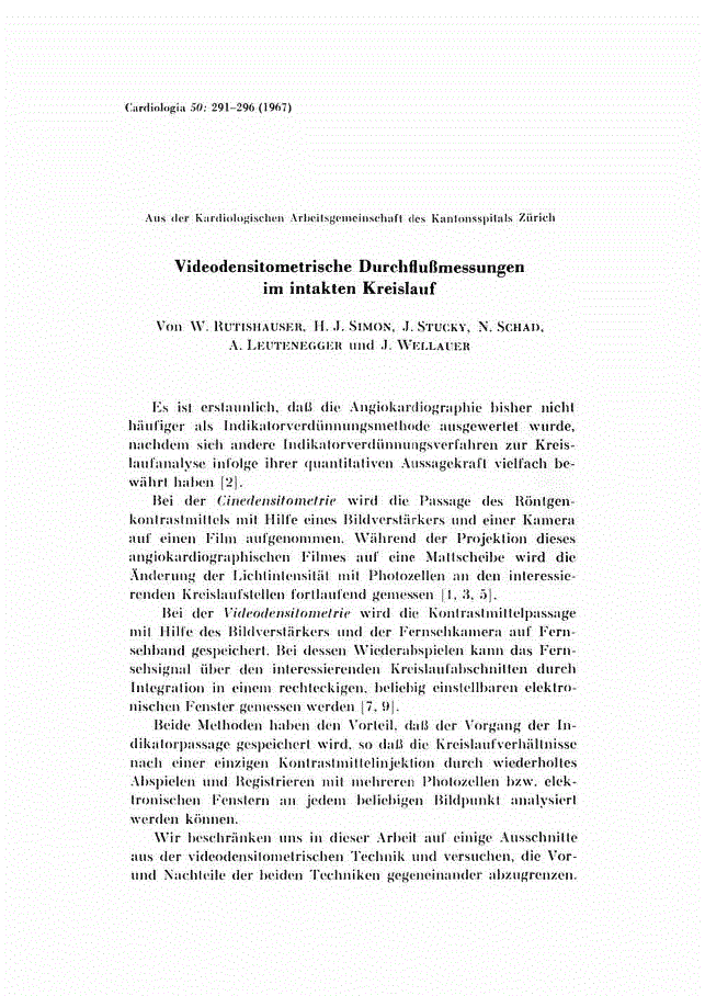 First page of Videodensitometrische Durchflußmessungen im intakten Kreislauf