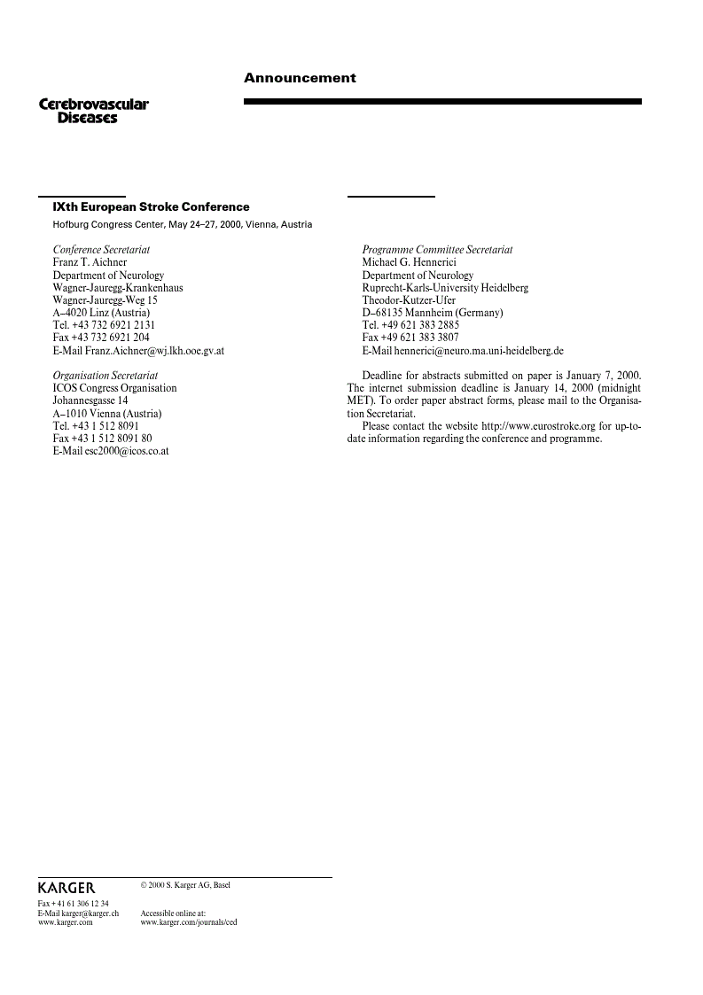 First page of Announcement