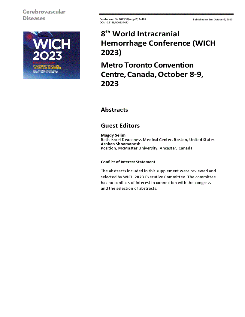 First page of 8th World Intracranial Hemorrhage Conference (WICH 2023)