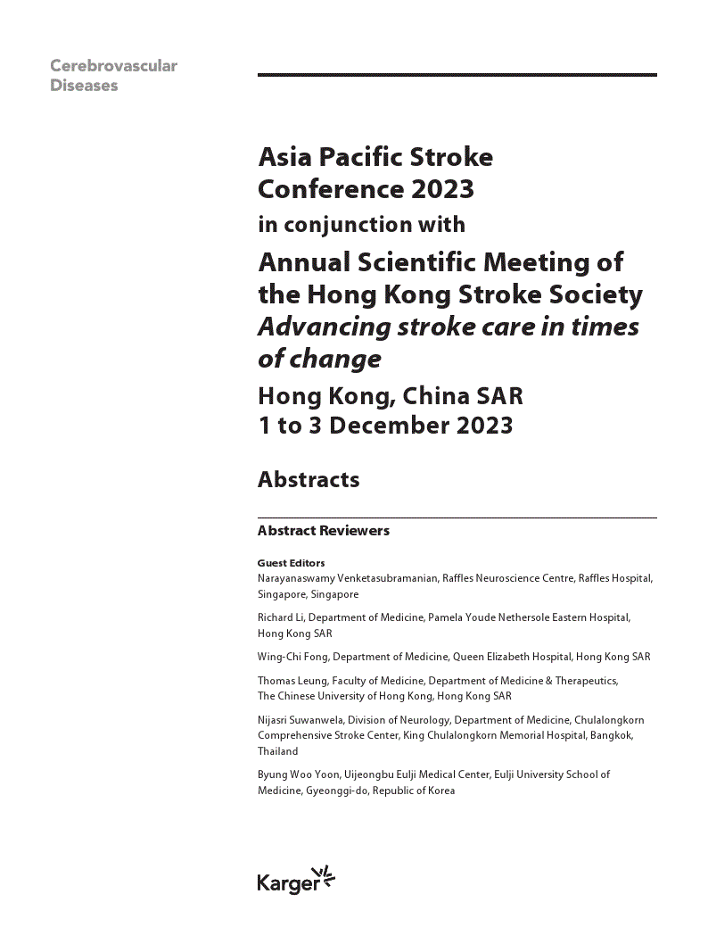 First page of Asia Pacific Stroke Conference 2023 
in conjunction with 
Annual Scientific Meeting of the Hong Kong Stroke Society 
Advancing stroke care in times of change 