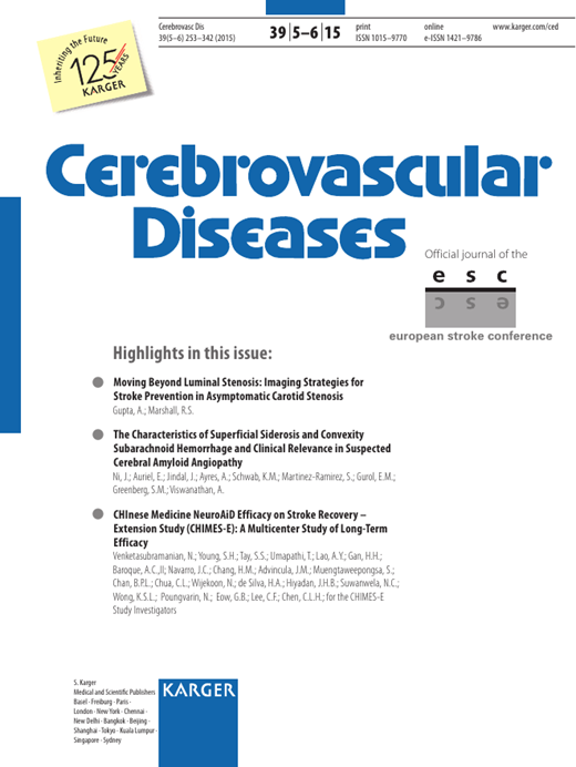 Cerebrovascular Diseases Cover Image for Volume 39, Issue 5-6