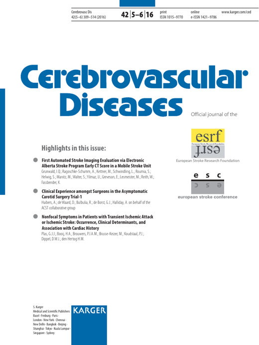 Cerebrovascular Diseases Cover Image for Volume 42, Issue 5-6