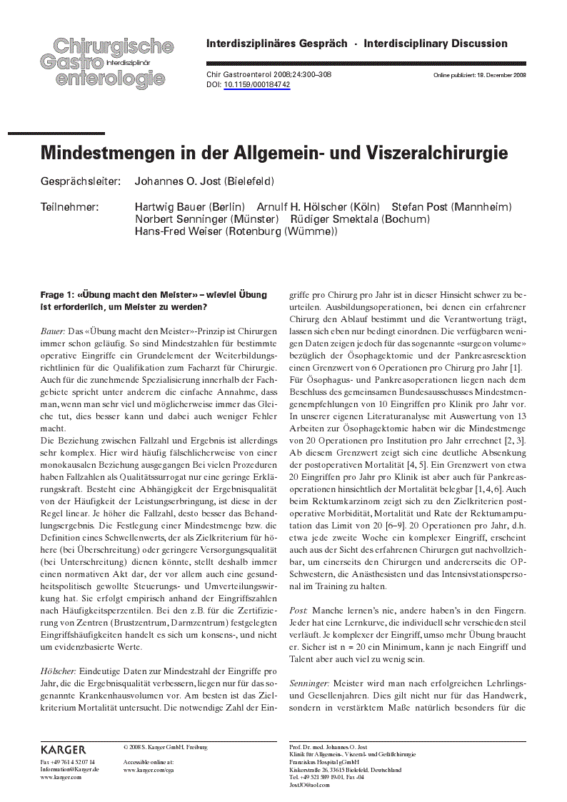 First page of Mindestmengen in der Allgemein- und Viszeralchirurgie