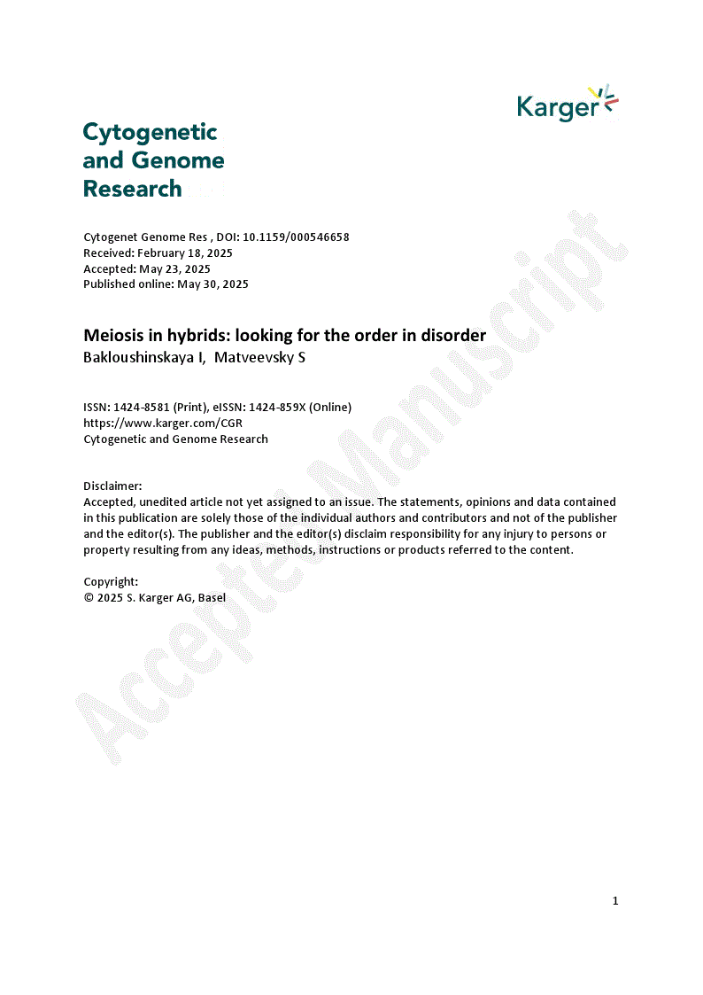 First page of Meiosis in hybrids: looking for the order in disorder