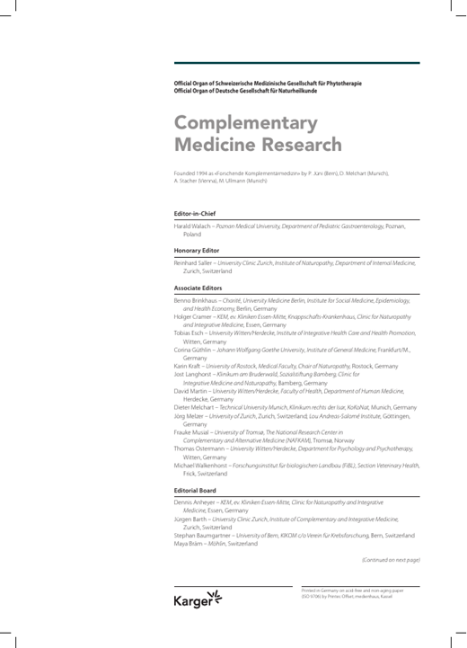 Complementary Medicine Research Cover Image for Volume 27, Issue 3