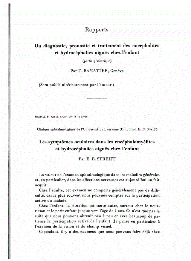 First page of Les symptômes oculaires dans les encéphalomyélites et hydrocéphalies aiguës chez l'enfant