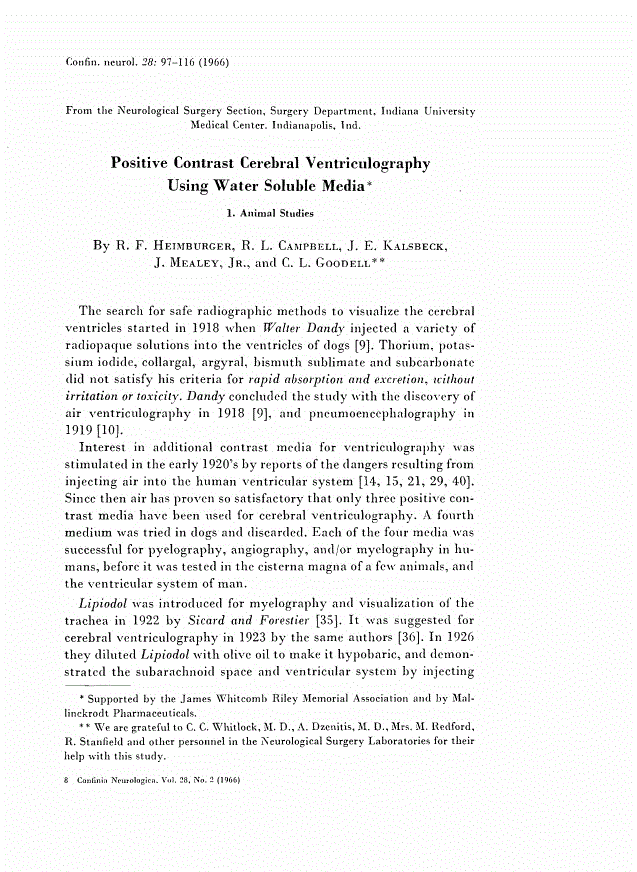 First page of Positive Contrast Cerebral Ventriculography Using Water Soluble Media