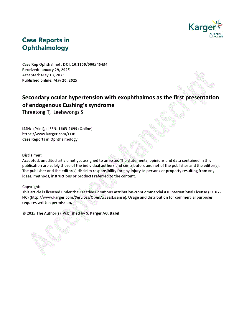 First page of Secondary ocular hypertension with exophthalmos as the first presentation of endogenous Cushing’s syndrome